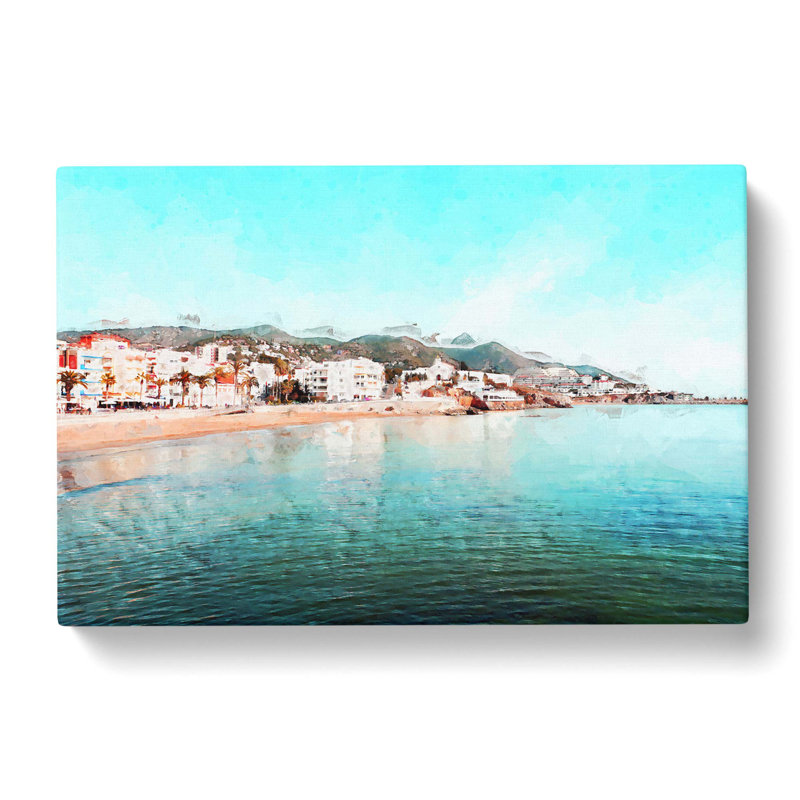 Shoreline Of Sitges In Spain In Abstract - Wrapped Canvas Print, 50cm H x 76cm W x 3cm D