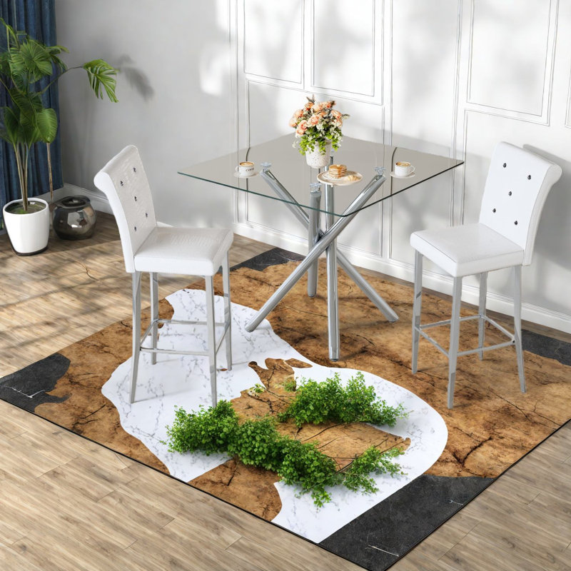 Ensembles de table de salle à manger modernes et peu encombrants en métal et cuir PU, idéal pour le bar et la cuisine