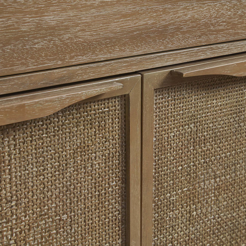 Natural Reclaimed Wood and Cane Webbing Accent Cabinet