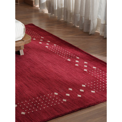Anley HAND KNOTTED LOOM WOOL ECO-FRIENDLY AREA RUGS - Red Colour, Contemporary Design | Area Rugs for Living room, Bedroom