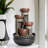 Fountains | 4-Tier Indoor Tabletop Waterfall Fountain with LED Lights, for Home Office Kitchen Decor | Resin | Waterfall