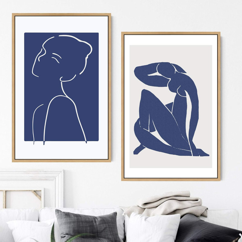 «Classical Artwork», reproduction d'art sur toile encadrée moderne bleu marine Matisse, H 36 po x l 48 po x P 1,5 po