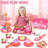 Kids Plastic Tea Party Set For Toddlers & Ages 3-8 – Princess Pretend Play Kitchen Toy With Carrying Case, Teapot, Cups, Saucers, Dessert Toys & Tray | Gift For Little Birthday