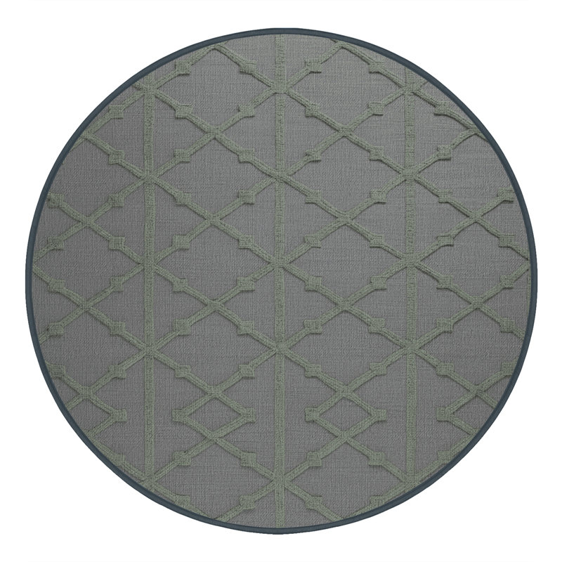 Machine Washable Trellis Gray Area Rug, Round 3'