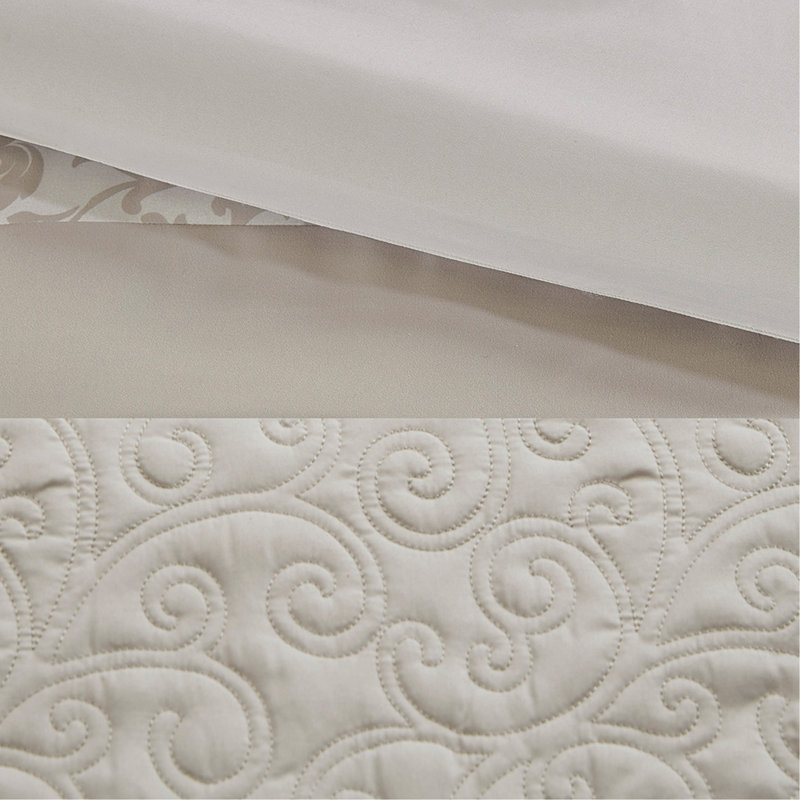 Ensemble d'édredon brodé 8 pièces Neutral King, Beige, Édredon très grand + 7 pièces supplémentaires