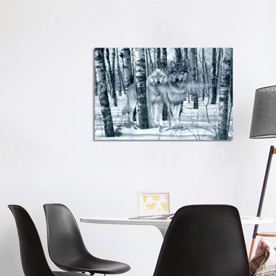 Snow Shadows Silvertones by Gordon Semmens - Wrapped Canvas Print