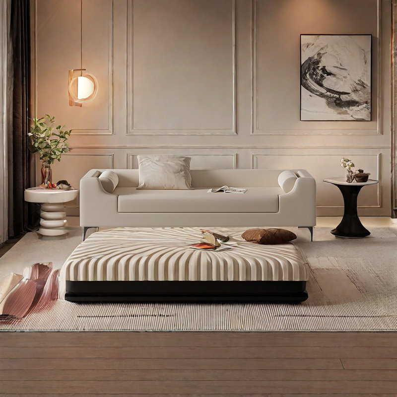 Simple Bedroom End-of-Bed Bench, 21.65" H x 70.86" W x 23.62" D, Off-White