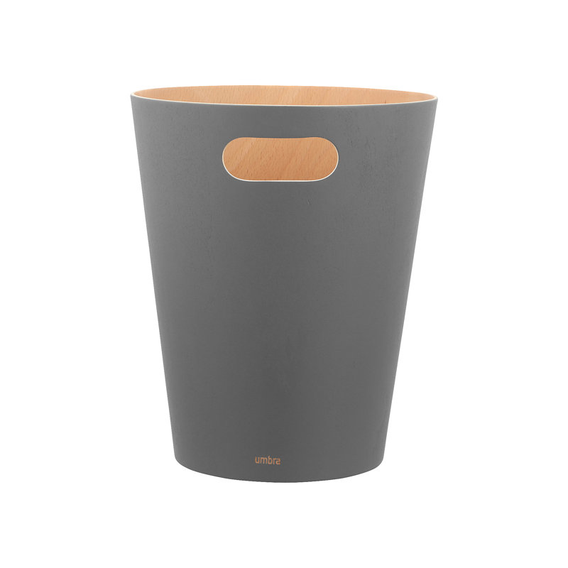 Woodrow Small Bin – Open Wood Wastebasket for Office, Bedroom, Bathroom, 2.25 Gallons (7.5 L), Charcoal