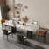 Dashona White Rectangular Sintered Stone Dining Table with Double Pedestals