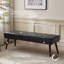 Banc Mid-Century moderne en cuir véritable touffeté avec pieds en bois massif-1774409224