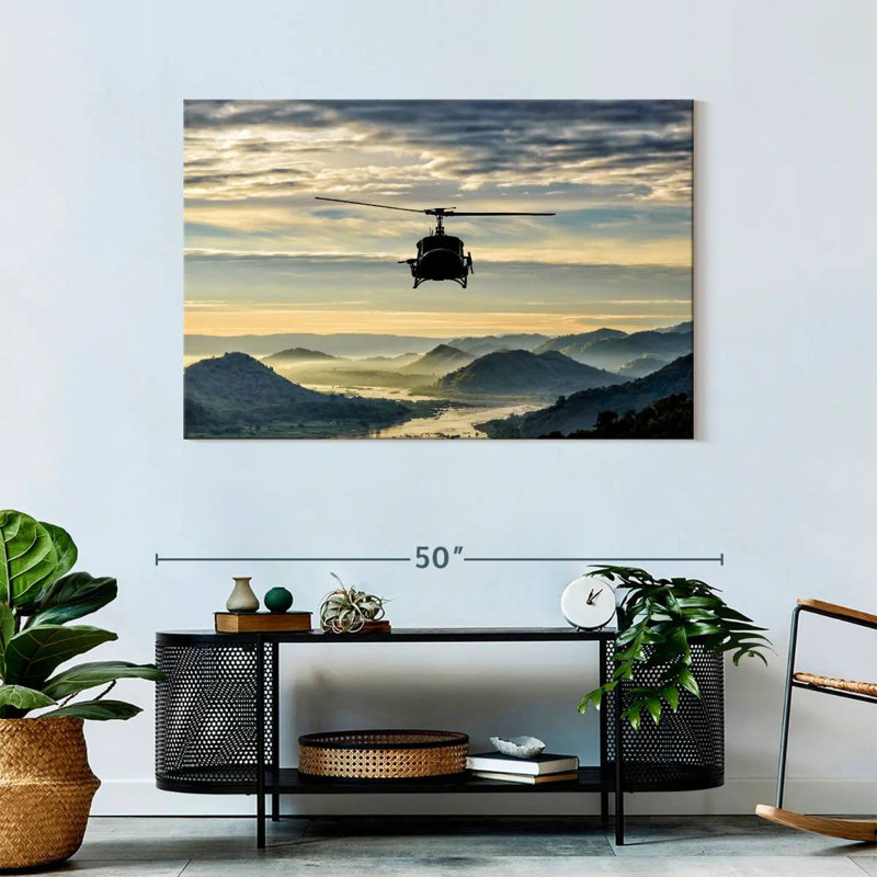 Mehar Helicopter Over Valley, 30" H x 45" W