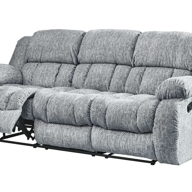 Canapé inclinable gris Stonic avec causeuse avec accoudoirs surdimensionnés et mécanisme d'inclinaison manuel pour un confort ultime