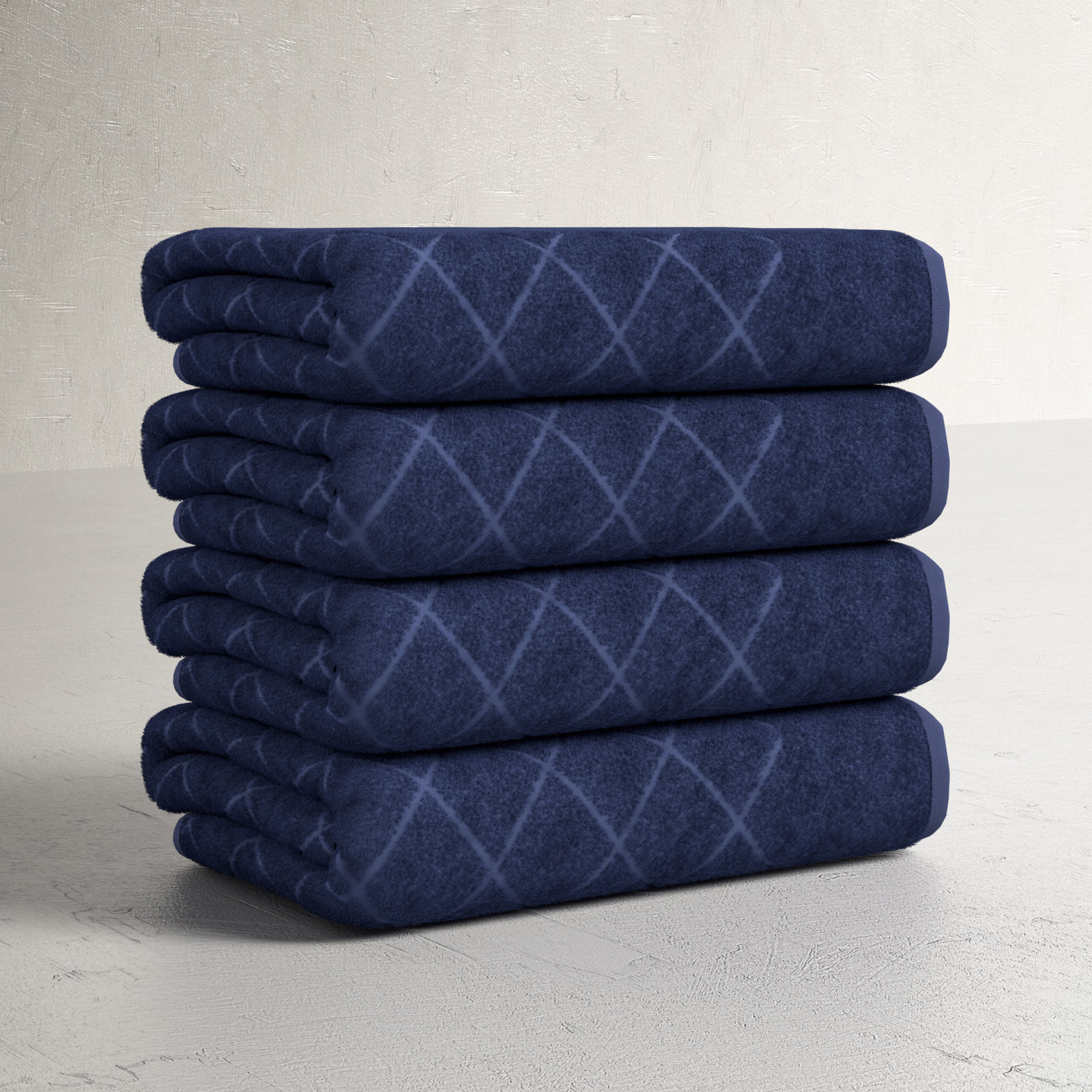 Elian Turkish Cotton Bath Towel Set, Navy