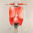 Small Red Moped Canvas | Red Transportation Motorcycle Art