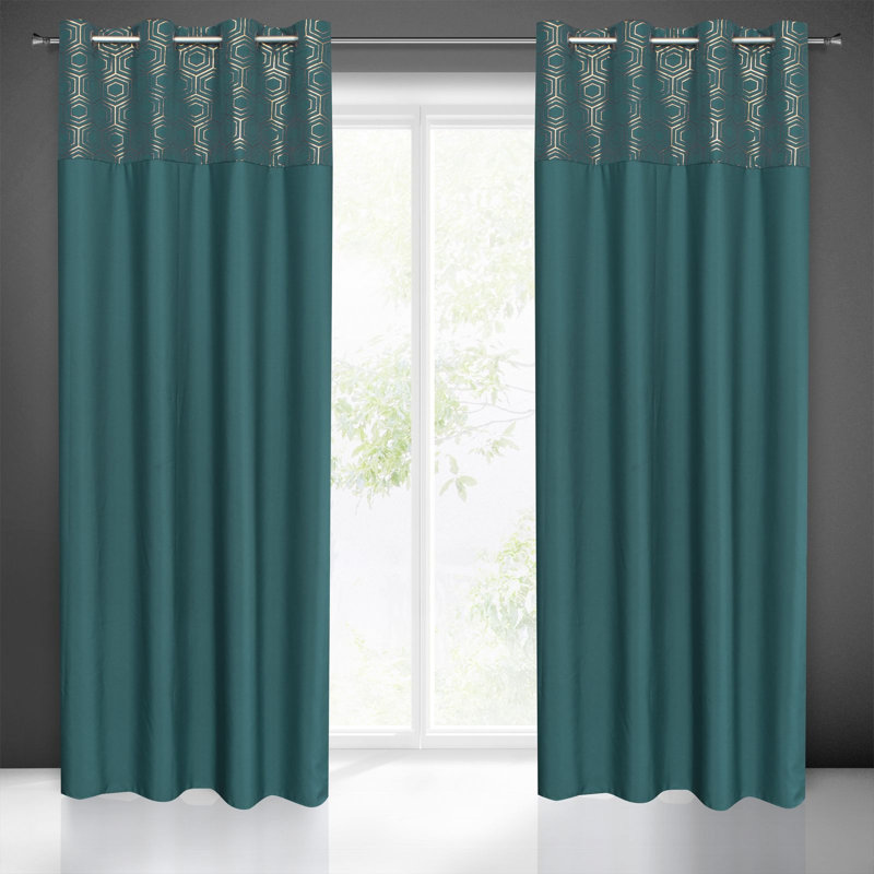 Tarren Semi -transparent Curtains Single Panel, 140 W x 250 D cm, Turquoise