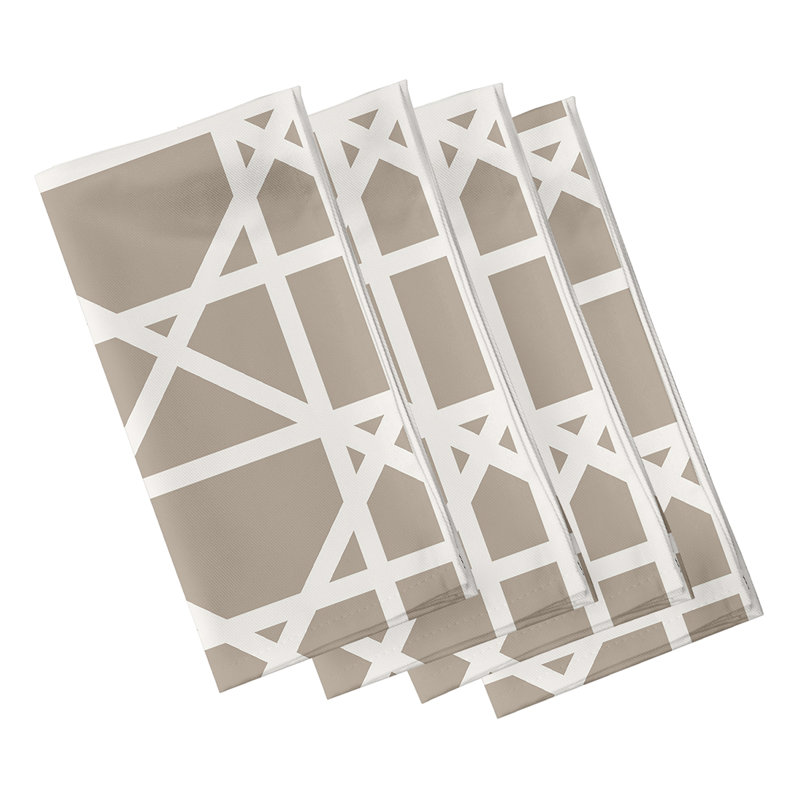 Pflugerville Trellis Print 4 Piece Napkin Set, 18" W x 18" L, Beige/Taupe