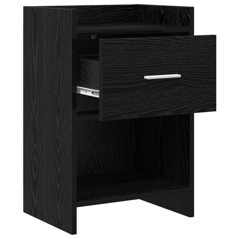 40cm W Composite Bedside Table, Black Oak