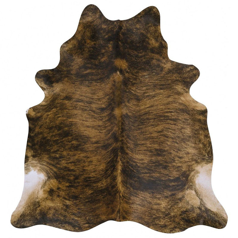 Tapis en cuir de vache Haden Brindle - Tapis en cuir véritable, Nouveauté de 5 pi 6 po x 6 pi 6 po