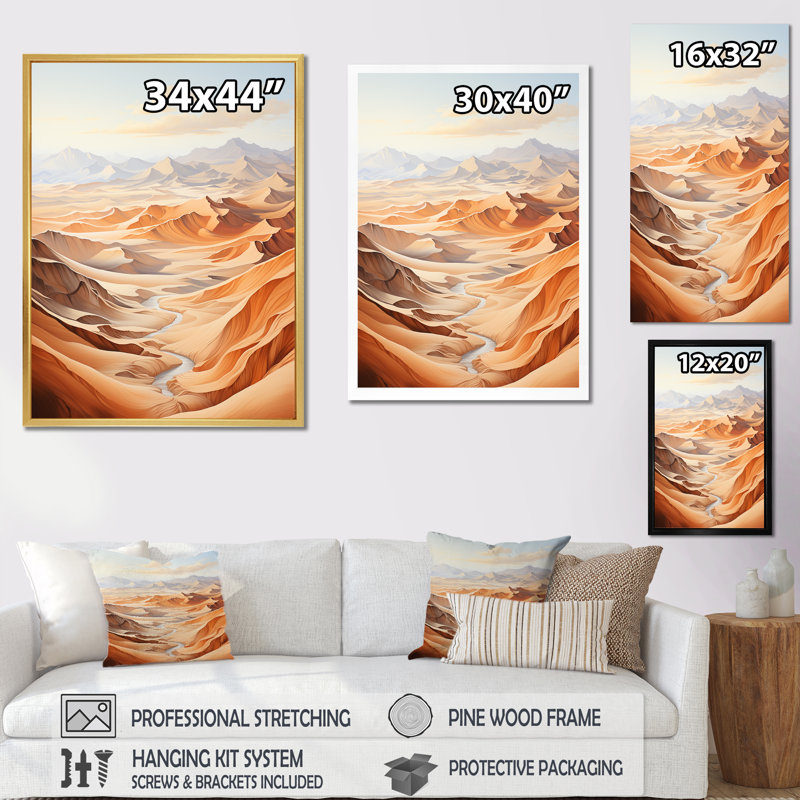Désert du désert, impression de minimalisme sur toile, H 20 po x l 12 po x P 1 po, Toile tendue
