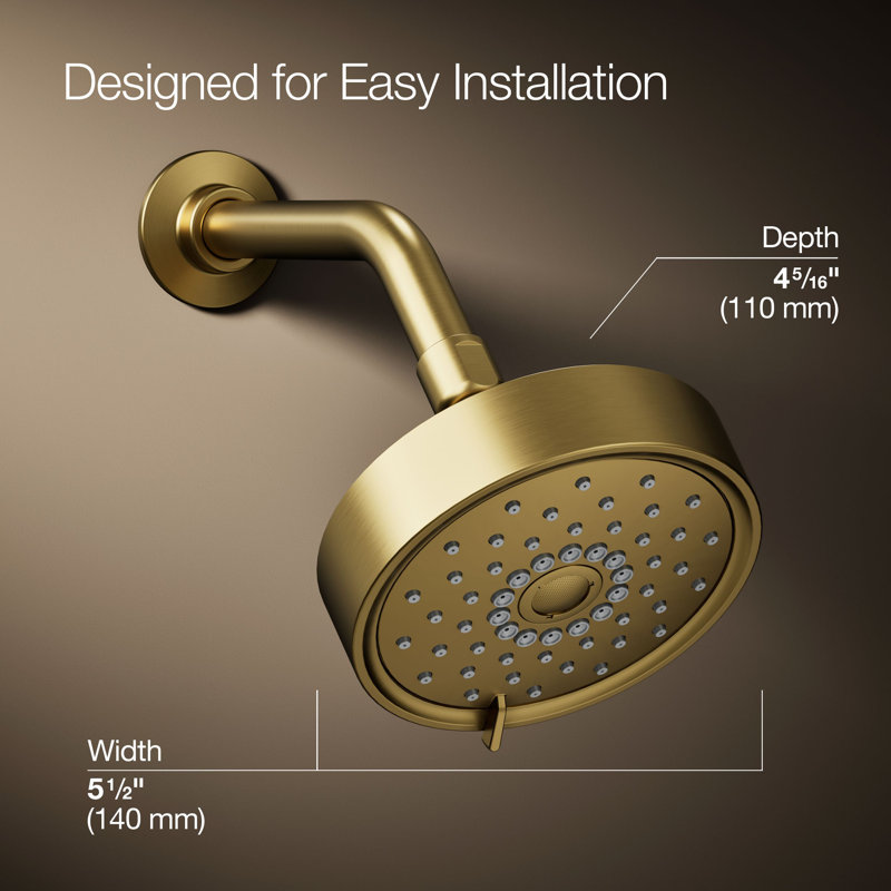 Kohler Purist 2.5 Gpm Multifunction Wall Mount Showerhead, Three Spray Settings, 5.5" High Pressure Spray Head