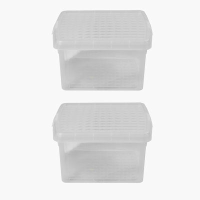 Wham Clip Square Plastic Storage Boxes with Secure Clip Lock Lids Clear/Clear/Clear