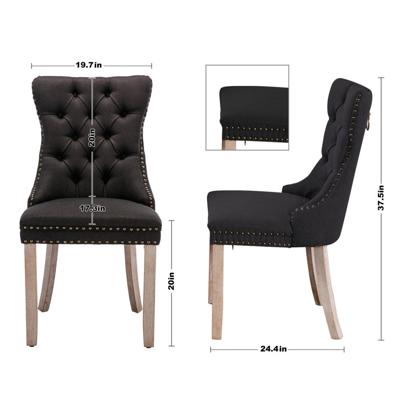 Chaise d'appoint rembourrée Almerina, Noir, Naturel