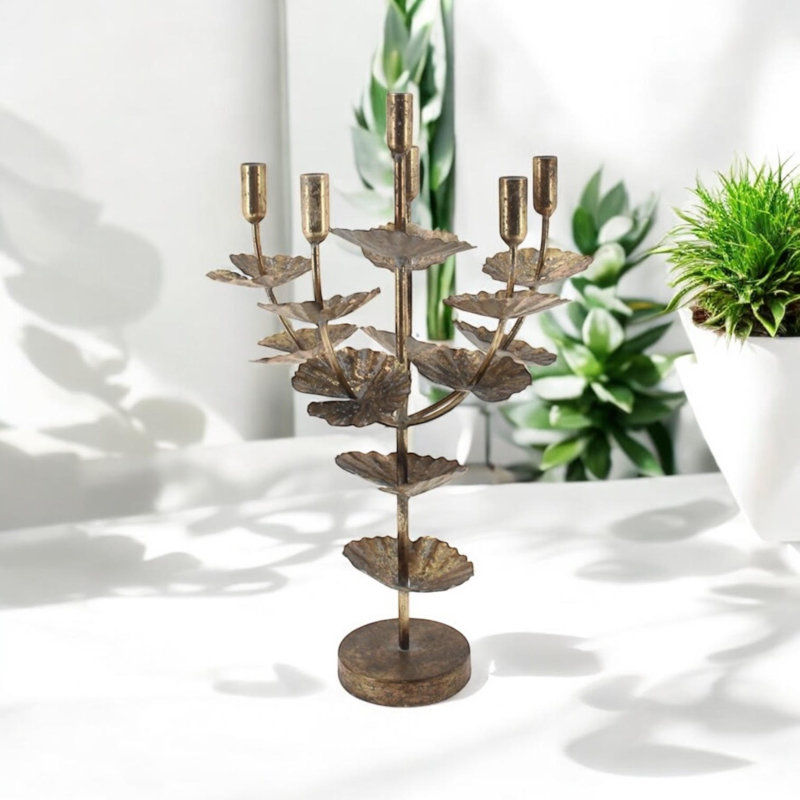 Metal Tabletop Candelabra, Gold