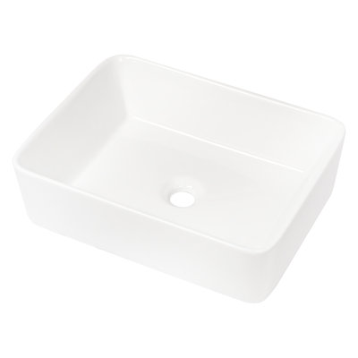 19"X15" Rectangular Ceramic Bathroom Sink - Sleek And Graceful With Low Water Absorption Stain Resistance White Contemporary Fashionable Easy Maintenance Quality