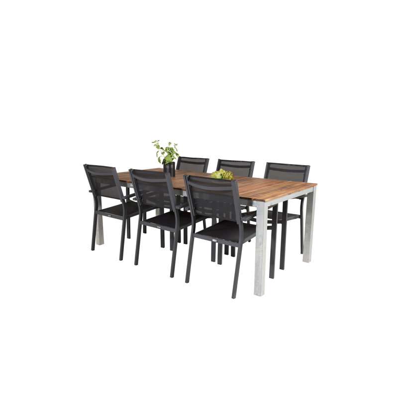 Aliaa 6 - Person Acacia Patio Dining Set with Rectangular Table