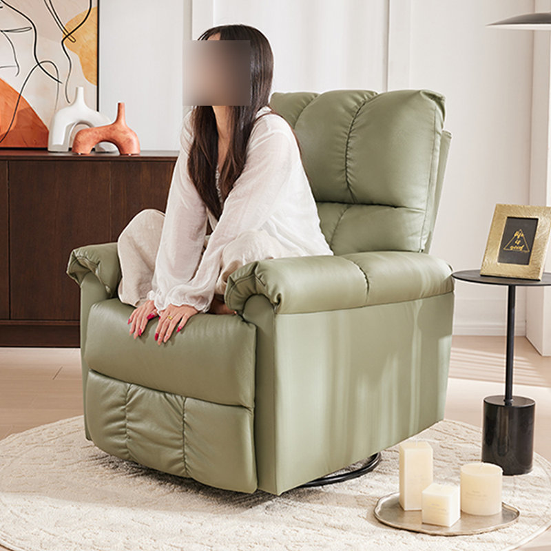 Faux Leather 360° Swivel Adjustable Recliner, Green