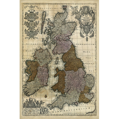 Map of England, Scotland & Ireland - Wrapped Canvas Graphic Art
