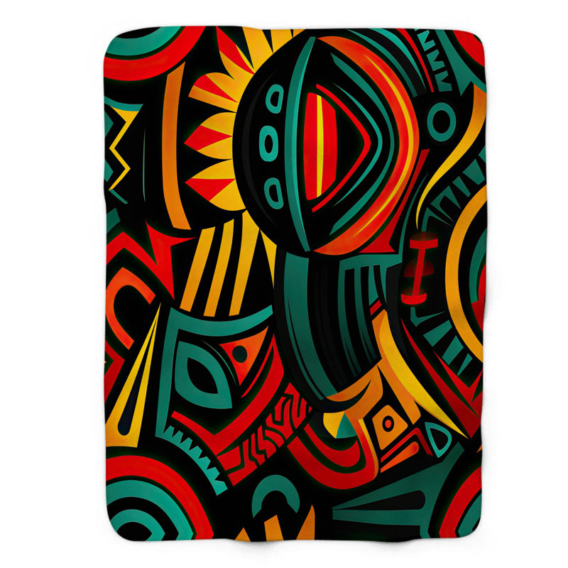 Tribal Tapestries - Couverture sherpa de qualité supérieure 1 pièce, L 50 po x L 60 po