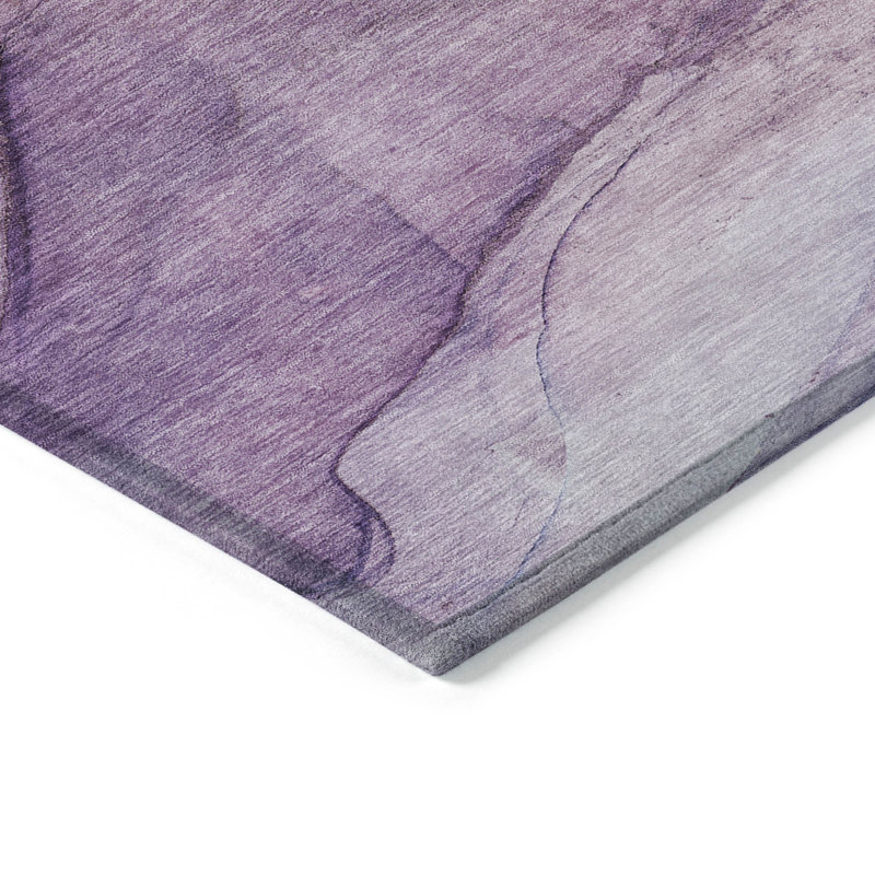 Tapis extérieur lavable abstrait lilas et lavande 8 pi x 10 pi mauve