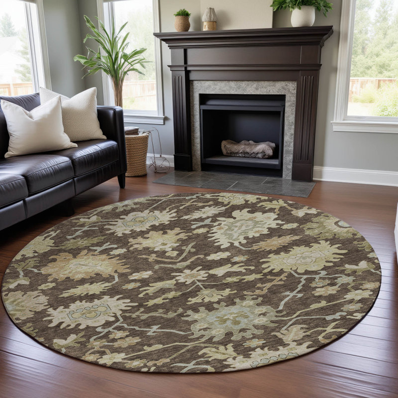 Premium Machine Washable Gurubaksh AMF1150 Global Rug, Round 8'