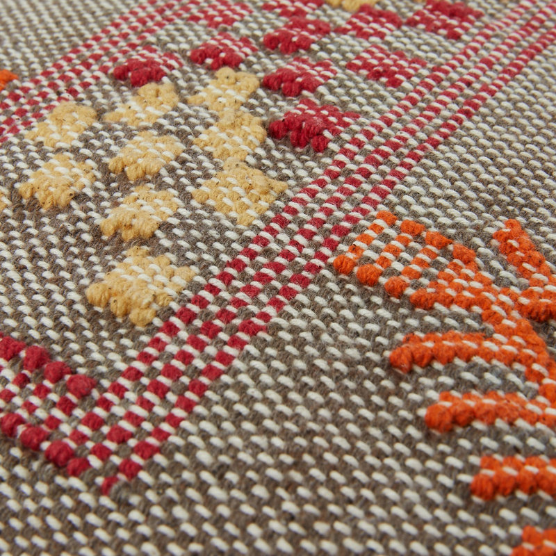 Handwoven Multicolor Cotton Square Embroidered Throw Pillow