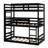 Twin Over Twin Over Twin Rubber Wood Triple Bunk Bed – Two Built-In Ladders, Guardrails & Detachable Design-1434985109