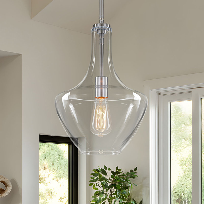 Luminaire suspendu moderne 1 lumière Teardrop, Nickel