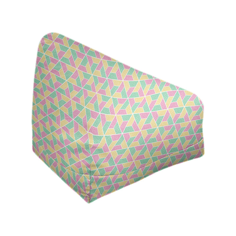 Fauteuil à billes Leffel, Pouf fauteuil, H 27 po x L 30 po x P 25 po, Vert/rose chaud/jaune clair