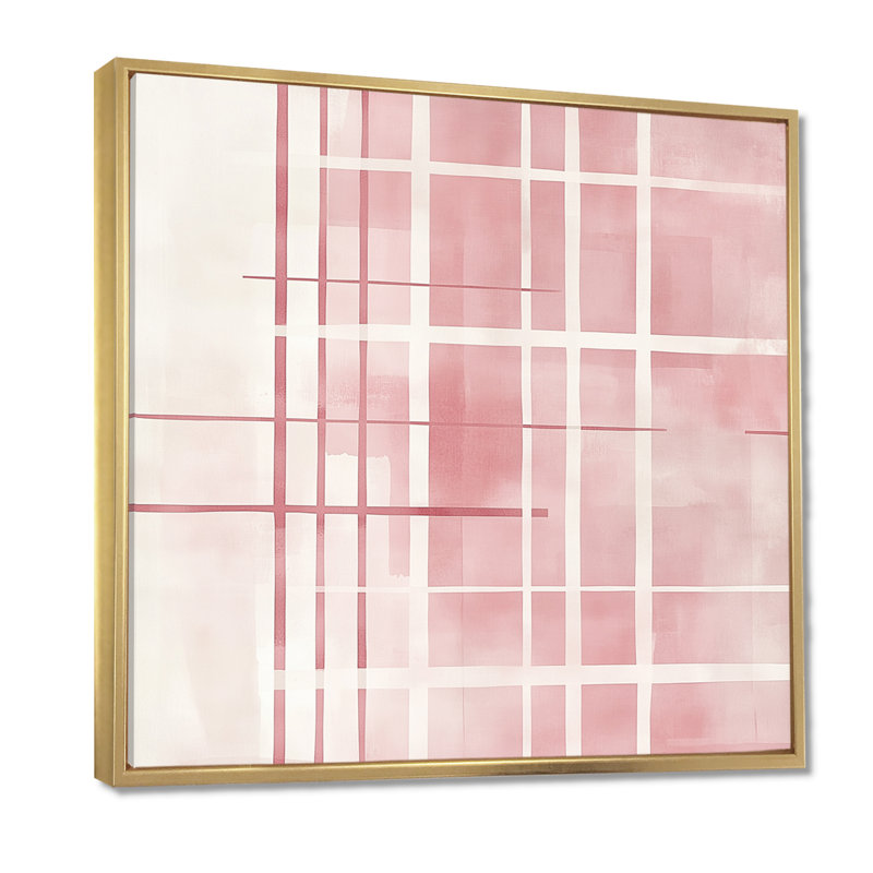 Pink Geometric Canvas, Blush Abstract Wall Art, Allington, Gold Floater Framed, 36" H x 36" W