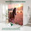 Cloison pliante 4 panneaux paravent brun royal debout champ de fleurs au coucher du soleil-133677698-133677699