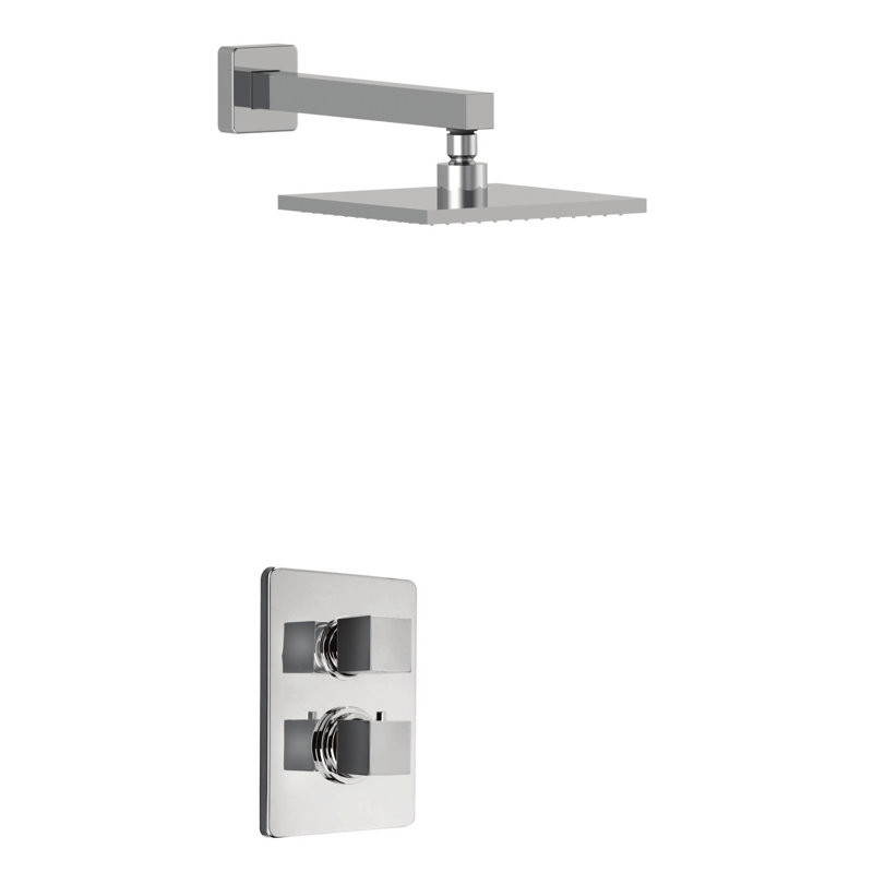 Scala Thermostatic Volume Control Shower Head with 8-Inch 1.8 GPM Rain Shower Head, Valve Included, Polished Chrome
