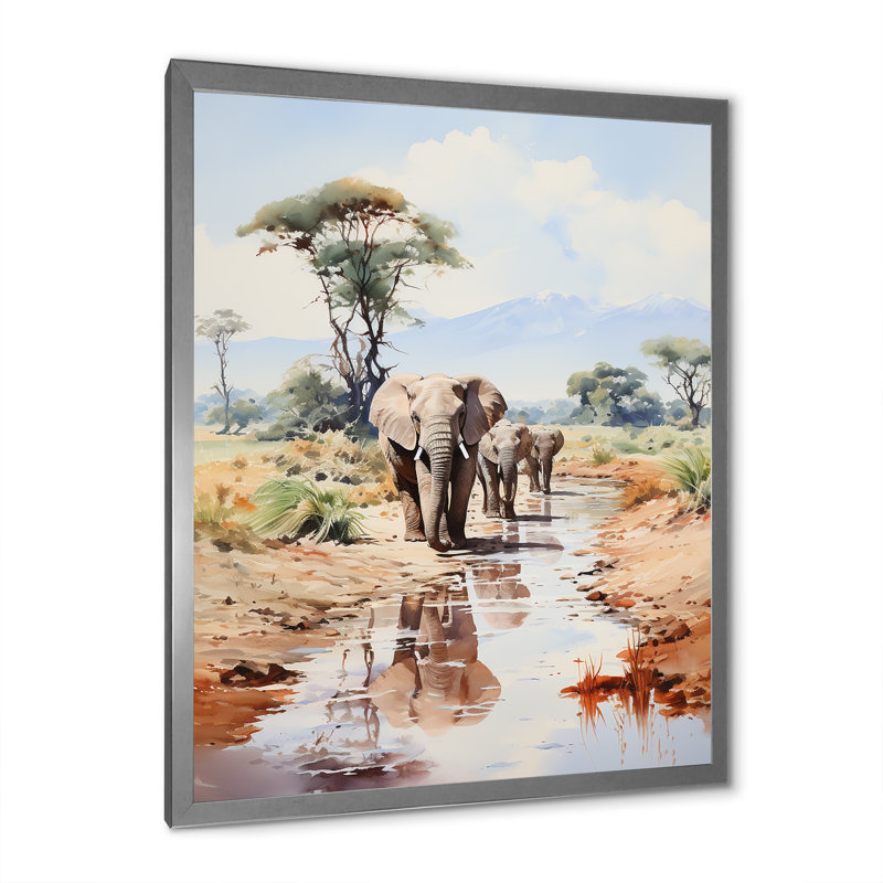 Faune éléphant majestueux II, H 20 po x l 12 po x P 1 po, Cadre simple argenté