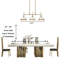 Suspension linéaire moderne à 3 lumières Nolia, à intensité variable, avec cône blanc et doré, pour îlot de cuisine.