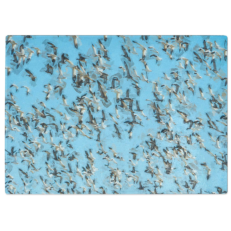 Tempered Glass Snow Geese in Flight Chopping Board, 28.5 cm W x 20 cm L