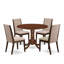 L'ensemble de table de cuisine 5 pièces pour 4 personnes comprend une table de salle à manger ronde avec Dropleaf et 4 chaises de salle à manger Parson en tissu brun clair clair, 42 x 42 pouces, acajou-1733490240-1733490268-1740546333