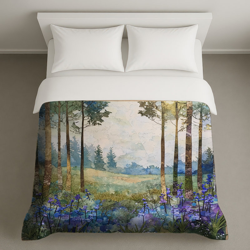 Forest Landscape With Wildflowers Duvet Covers, King