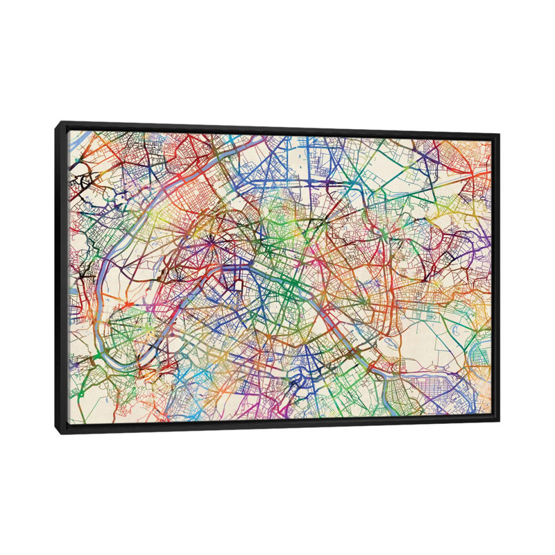 Reproduction d’art sur toile tendue, "Paris, France" par Michael Tompsett, H 18 po x l 26 po x P 1,5 po, Pas de tapis
