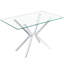 Table de salle à manger rectangulaire en verre trempé transparent de 47,24 po de conception élégante avec pieds en métal argenté-199726635-199726633