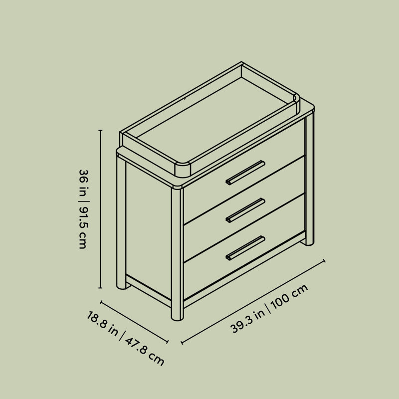 Malta 3 Drawer Chest With Removable Changing Topper, Hazelnut
