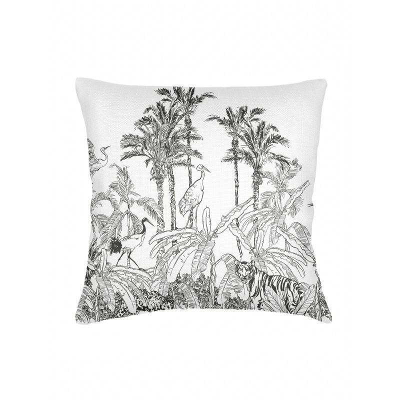 Printed Pillows Linen Pillow Cover & Insert, Black, Rectangle 14" H x 40" W, Down Blend